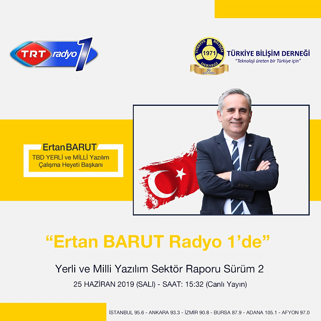 Ertan BARUT, Yerli ve Milli Yazılım Heyeti Başkanı Olarak TRT Radyo 1 Çevrimiçi Programına Katıldı