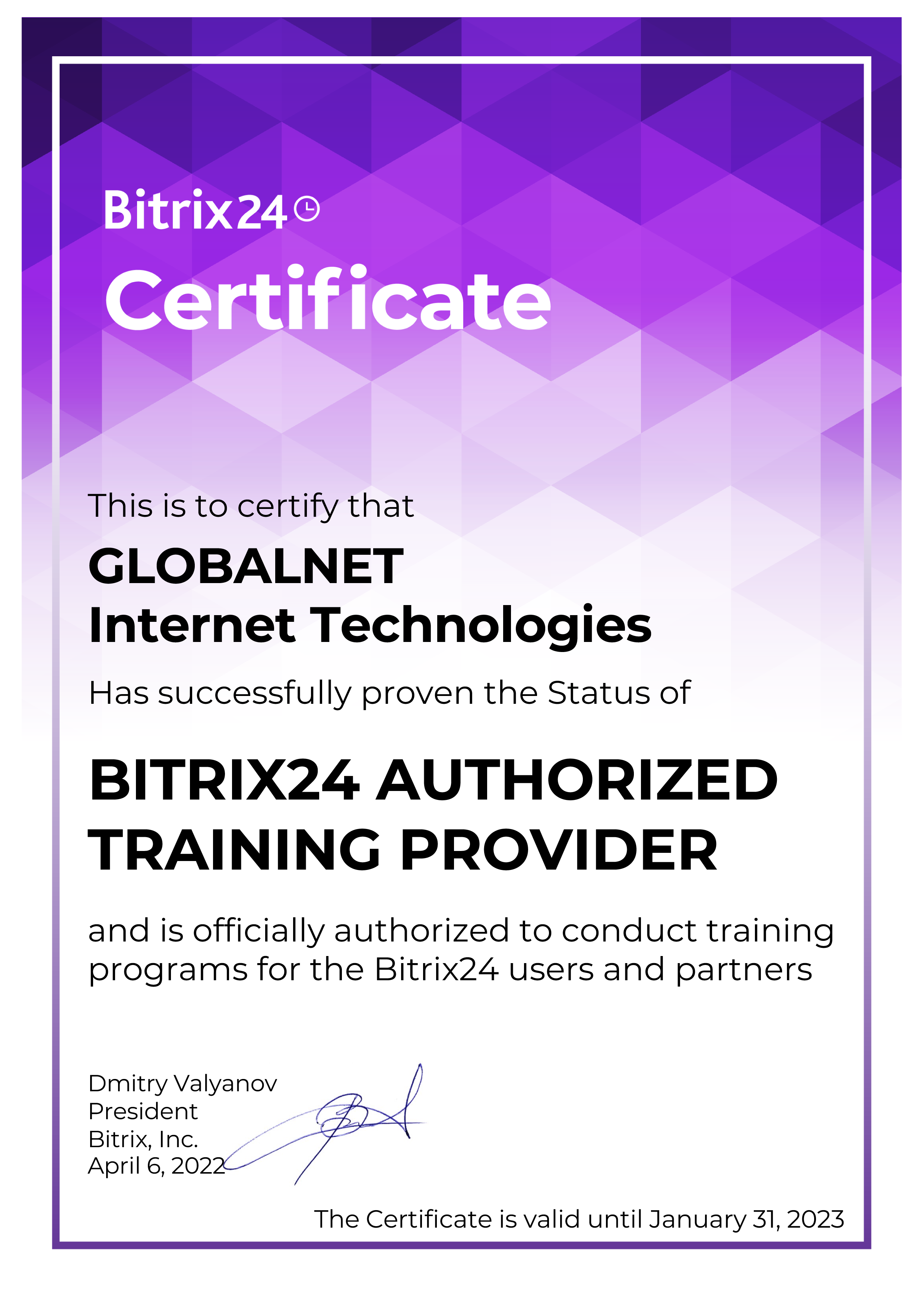 Globalnet Bitrix24’ün “Onaylı Eğitim Sağlayıcısı